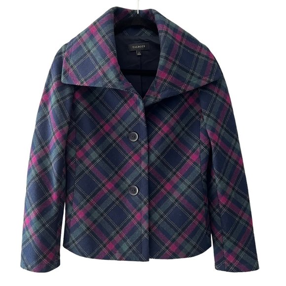 Talbots Wool Blend Tartan Plaid Peacoat - Picture 6 of 6